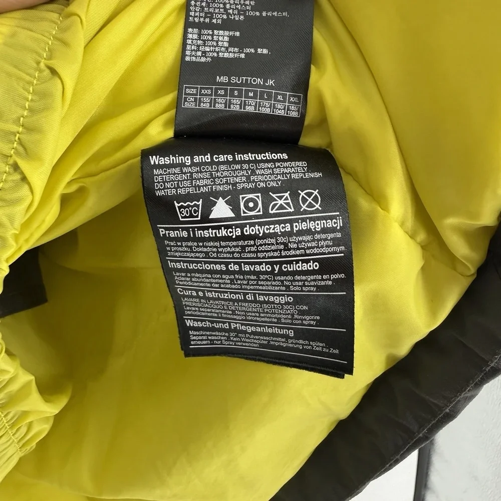 Burton Sutton DryRide 10K Snowboard Ski Jacket Mens L Gray Yellow Green Hooded